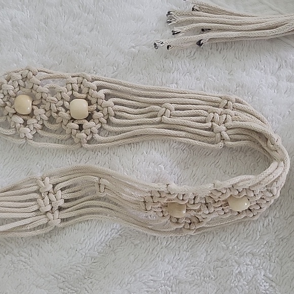 Vintage Boho 70's Macrame Belts. One With Beads And Tie Close, One Has A Buckle - Picture 3 of 16
